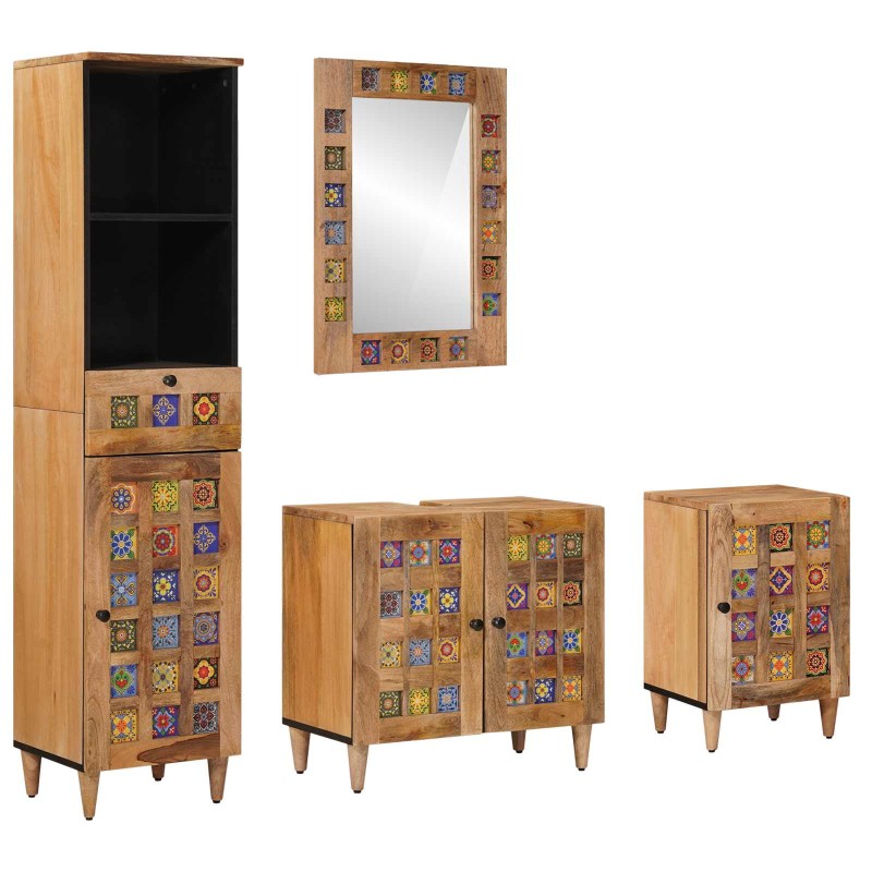 vidaXL Σετ Επίπλων Μπάνιου 4 τμχ. Φυσικό 38 x 33 x 160 εκ.
