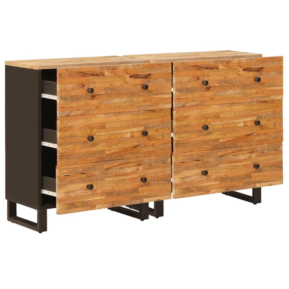vidaXL Πλαϊνό γραφείο 2 τμχ. 60 x 33 x 75 cm Στερεό ξύλο μάνγκο Καφέ