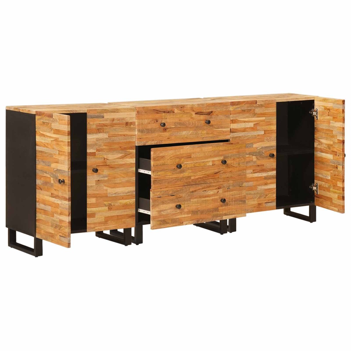 vidaXL Πλαϊνό γραφείο 3 τμχ. 60 x 33 x 75 cm Στερεό ξύλο μάνγκο Καφέ