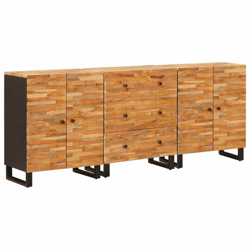 vidaXL Πλαϊνό γραφείο 3 τμχ. 60 x 33 x 75 cm Στερεό ξύλο μάνγκο Καφέ