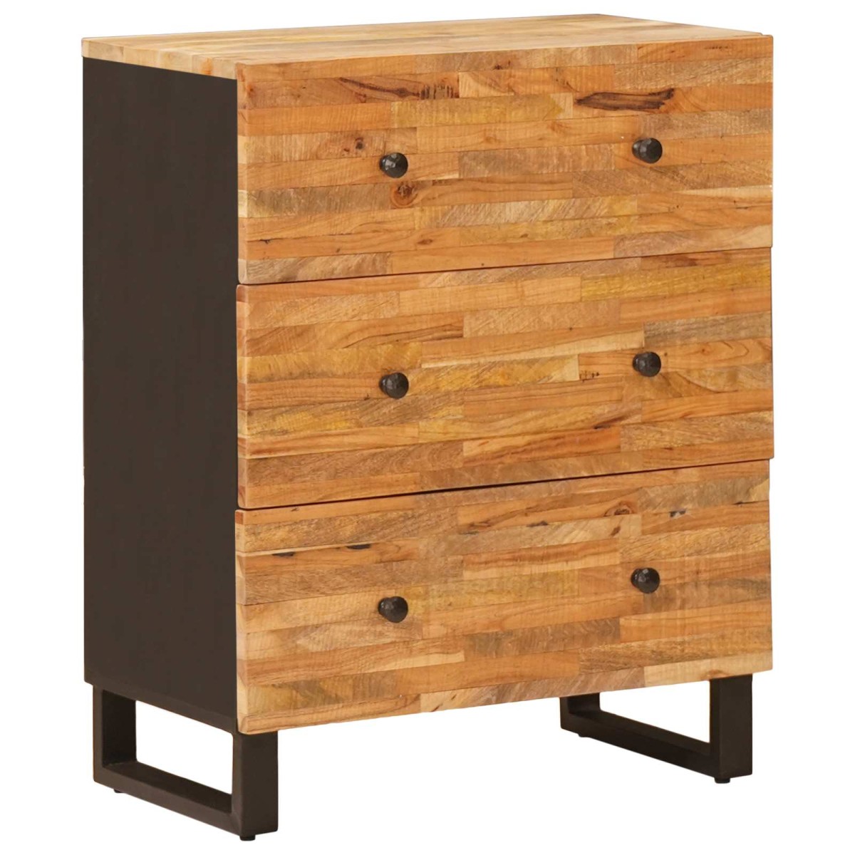 vidaXL Πλαϊνό γραφείο 3 τμχ. 60 x 33 x 75 cm Στερεό ξύλο μάνγκο Καφέ