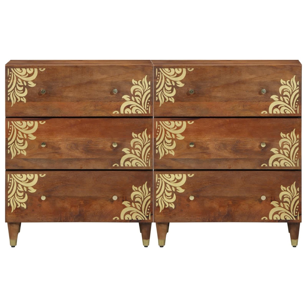 vidaXL Πλαϊνό γραφείο 2 τμχ. 60 x 33 x 75 cm Στερεό ξύλο μάνγκο