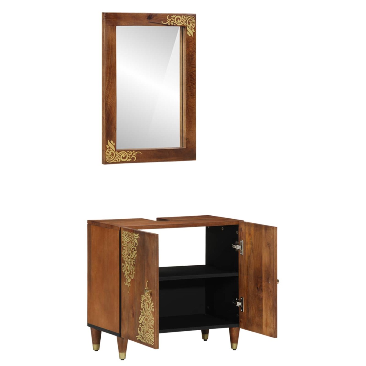 vidaXL Σετ Ντουλαπιών Μπάνιου 2 τμχ. Μέλι Καφέ 62 x 33 x 58 εκ.