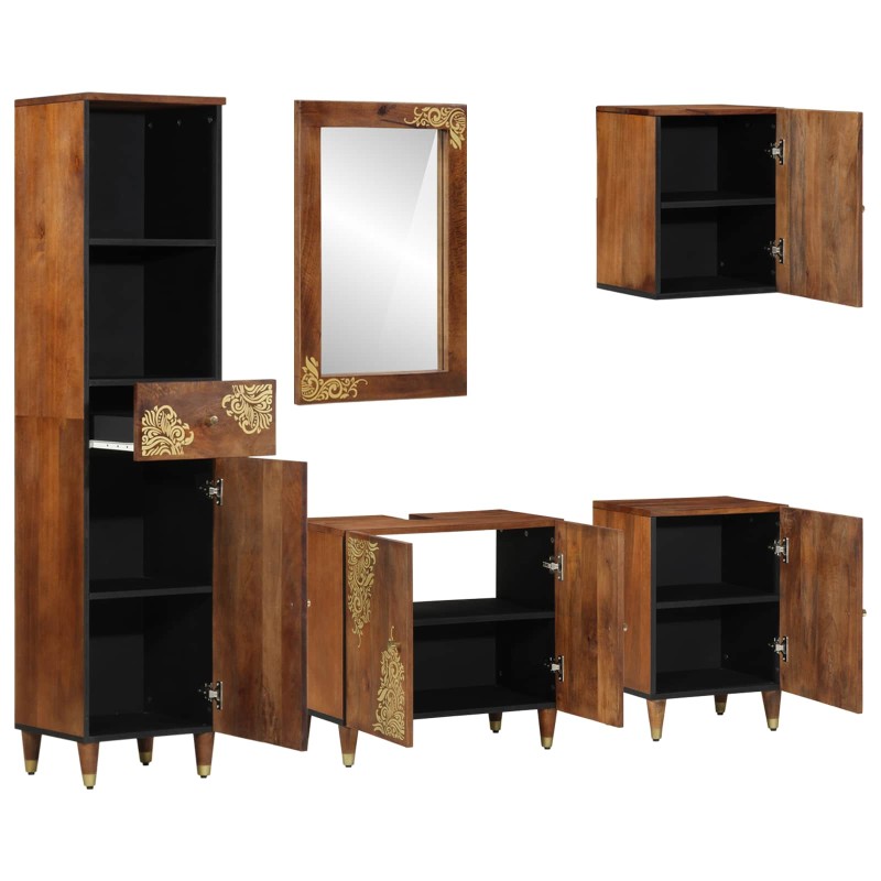 vidaXL Σετ Ντουλαπιών Μπάνιου 5 τμχ. Μέλι Καφέ 62 x 33 x 58 εκ.