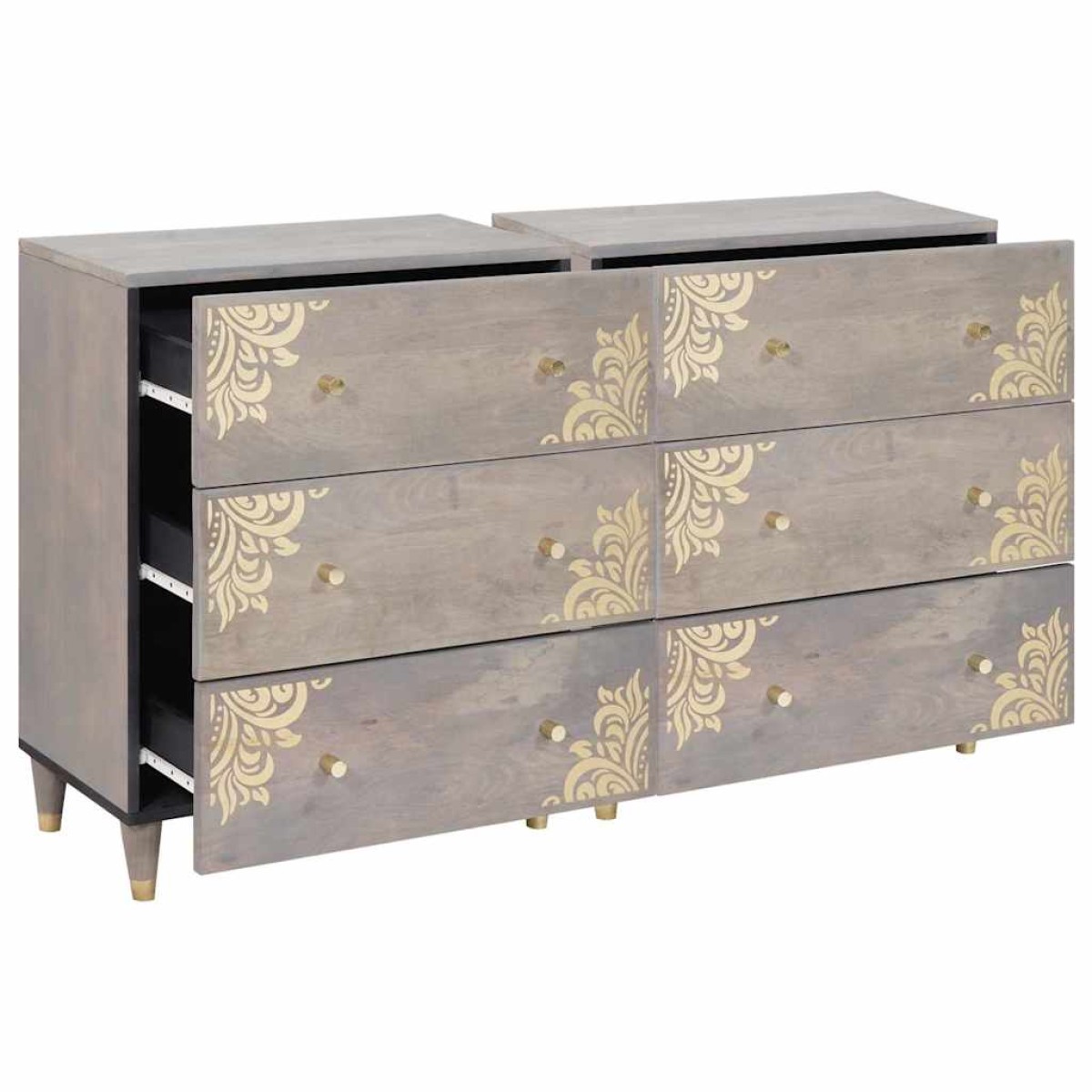 vidaXL Πλαϊνό γραφείο 2 τμχ. 60 x 33 x 75 cm Στερεό ξύλο μάνγκο Γκρι