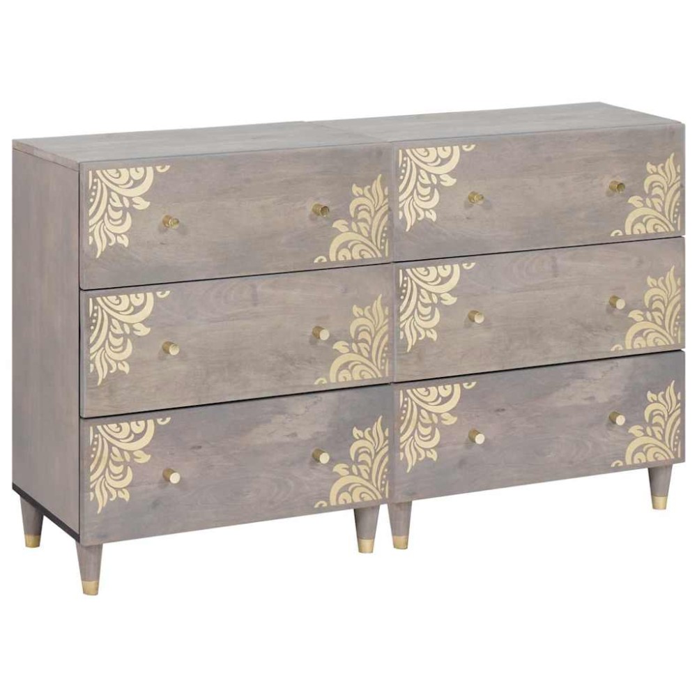 vidaXL Πλαϊνό γραφείο 2 τμχ. 60 x 33 x 75 cm Στερεό ξύλο μάνγκο Γκρι