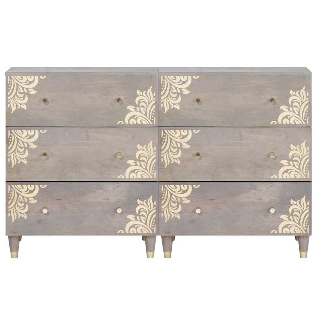 vidaXL Πλαϊνό γραφείο 2 τμχ. 60 x 33 x 75 cm Στερεό ξύλο μάνγκο Γκρι
