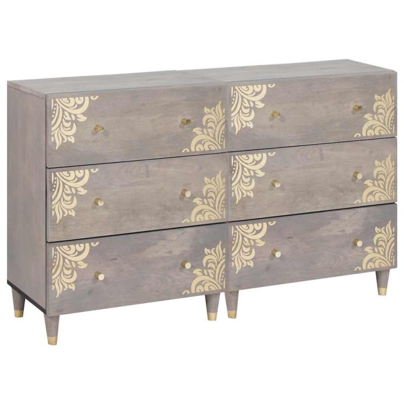 vidaXL Πλαϊνό γραφείο 2 τμχ. 60 x 33 x 75 cm Στερεό ξύλο μάνγκο Γκρι