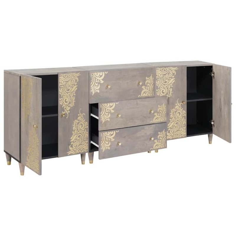 vidaXL Σετ Ντουλαπιών Μπάνιου 3 τμχ. 180 x 33 x 75 εκ. Γκρι και Χρυσό