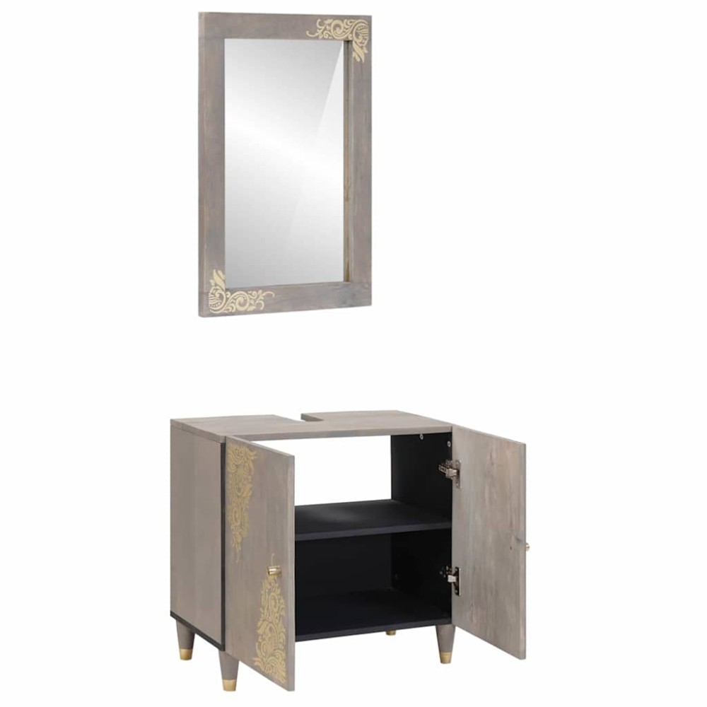 vidaXL Σετ Ντουλαπιών Μπάνιου 2 τμχ. Γκρι 62 x 33 x 58 εκ.