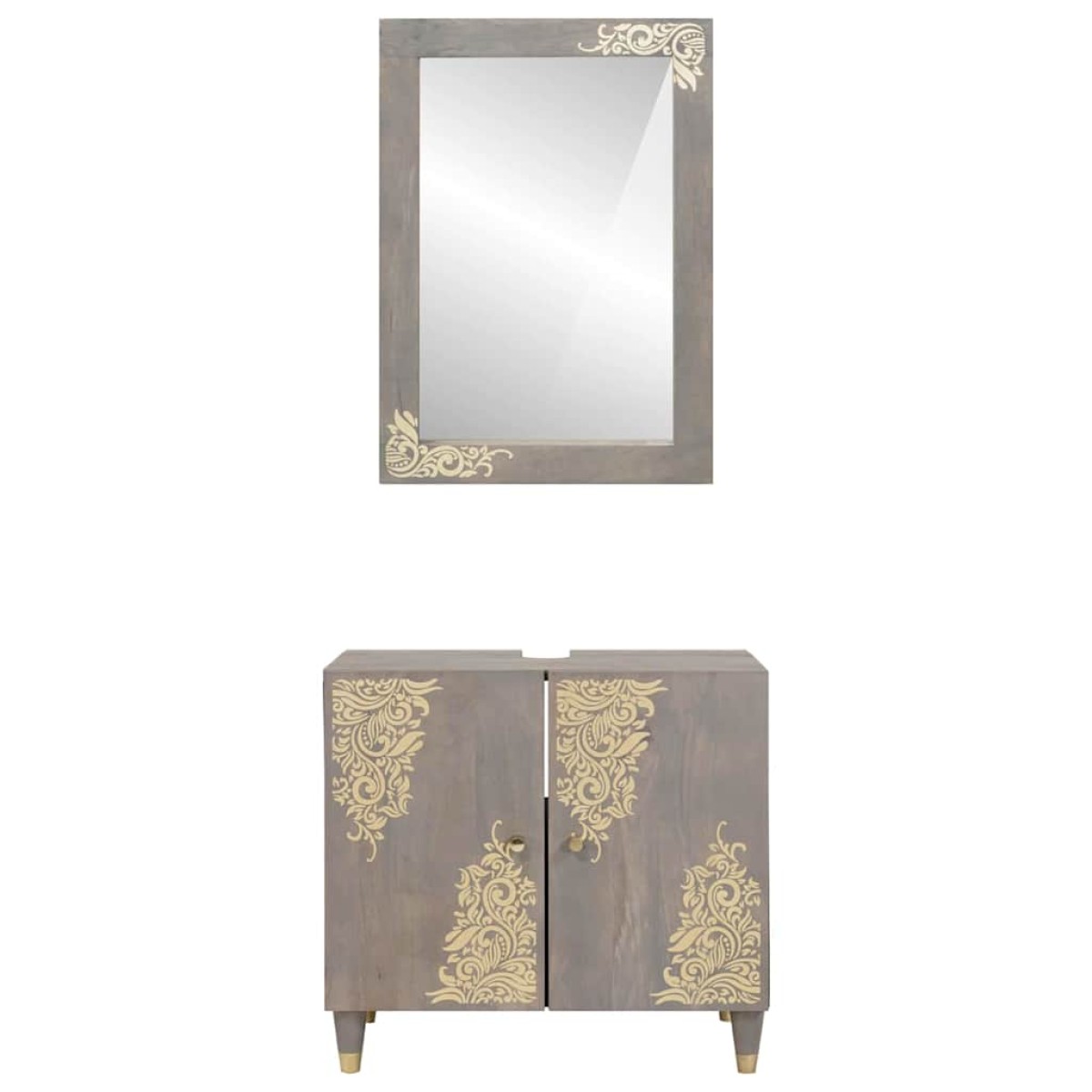 vidaXL Σετ Ντουλαπιών Μπάνιου 2 τμχ. Γκρι 62 x 33 x 58 εκ.