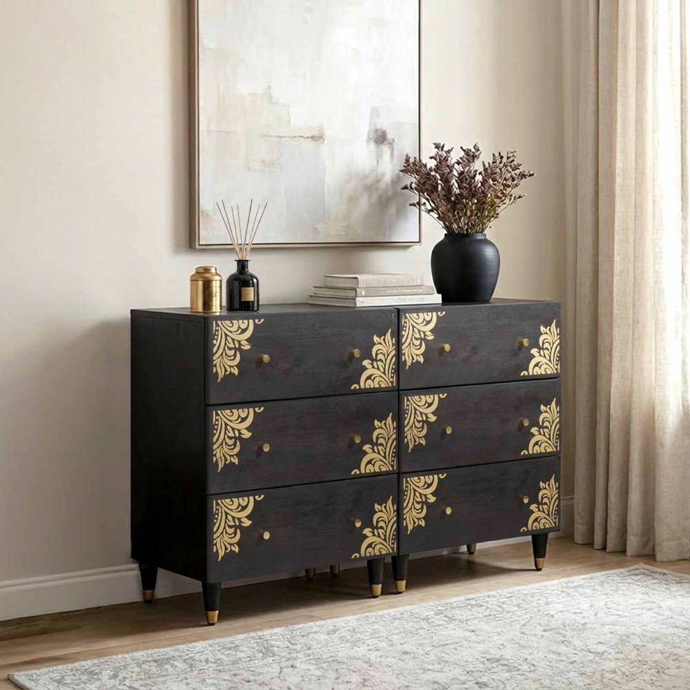 vidaXL Πλαϊνό γραφείο 2 τμχ. 60 x 33 x 75 cm Στερεό ξύλο μάνγκο Μαύρο