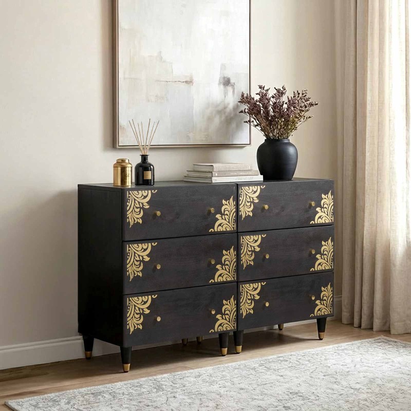 vidaXL Πλαϊνό γραφείο 2 τμχ. 60 x 33 x 75 cm Στερεό ξύλο μάνγκο Μαύρο