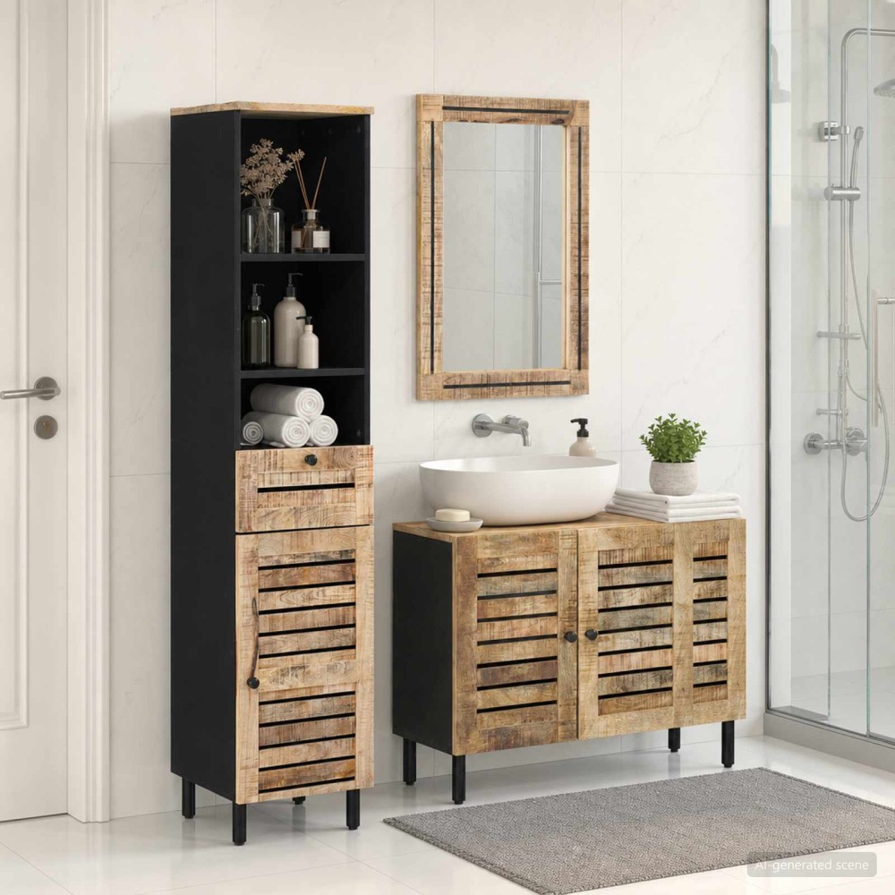 vidaXL Σετ Ντουλαπιών Μπάνιου 3 τμχ. Φυσικό 38 x 33 x 160 εκ.