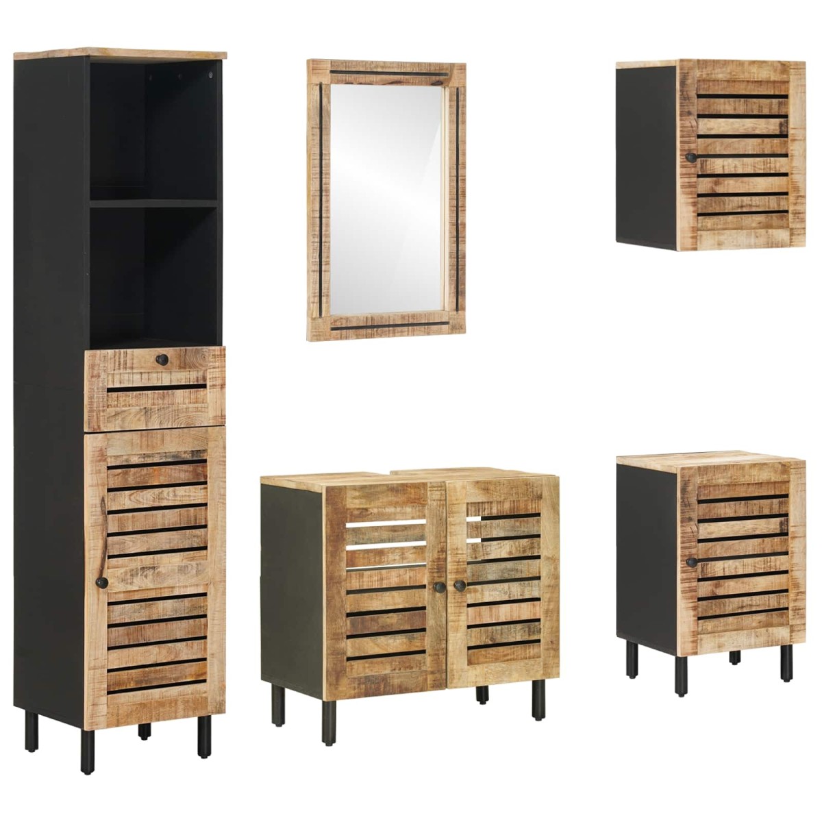 vidaXL Σετ Ντουλαπιών Μπάνιου 5 τμχ. Φυσικό 38 x 33 x 160 εκ.