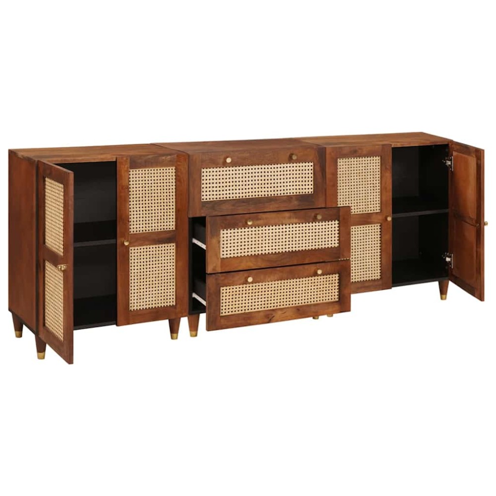 vidaXL Σετ Μπουφέδων 3 τμχ. 180 x 33 x 75 εκ. Στερεό ξύλο μάνγκο Καφέ