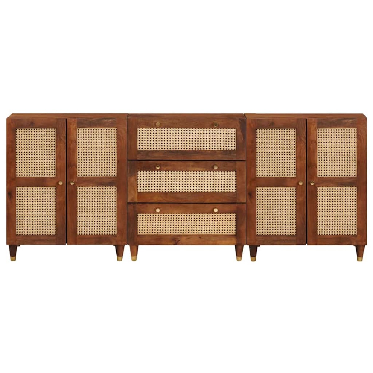 vidaXL Σετ Μπουφέδων 3 τμχ. 180 x 33 x 75 εκ. Στερεό ξύλο μάνγκο Καφέ