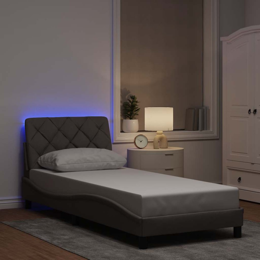 vidaXL Σκελετός Κρεβατιού με LED χωρίς Στρώμα, Ύφασμα Taupe 80x200 εκ.