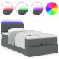 vidaXL Οθωμανικό κρεβάτι με στρώμα & LEDs Σκούρο γκρι 90x200 cm Ύφασμα