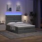 vidaXL Οθωμανικό κρεβάτι με στρώμα & LEDs Σκούρο γκρι 140x190cm Ύφασμα