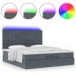 vidaXL Οθωμανικό κρεβάτι με στρώματα & LEDs Σκούρο γκρι Βελούδο