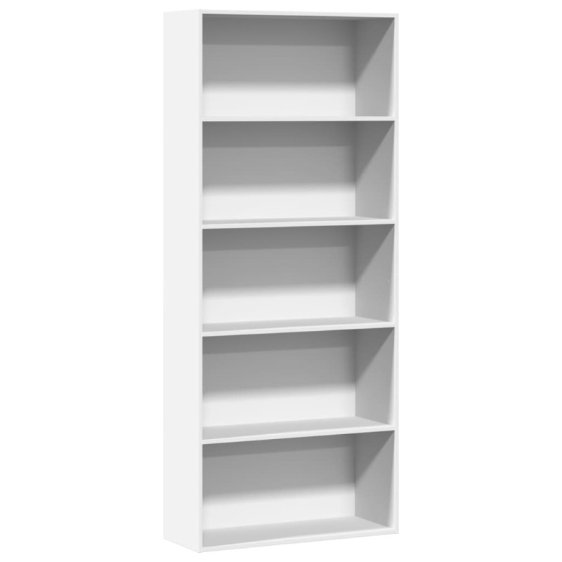vidaXL Βιβλιοθήκη με 5 Ράφια Λευκή 80x30x189 εκ. Επεξεργασμένο Ξύλο