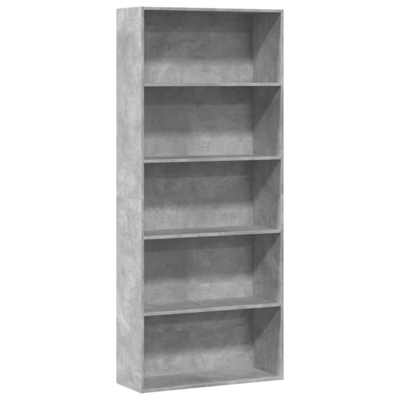 ντουλάπι βιβλίων vidaXL Γκρι μπετόν 80x30x189 cm Κατασκευασμένο ξύλο