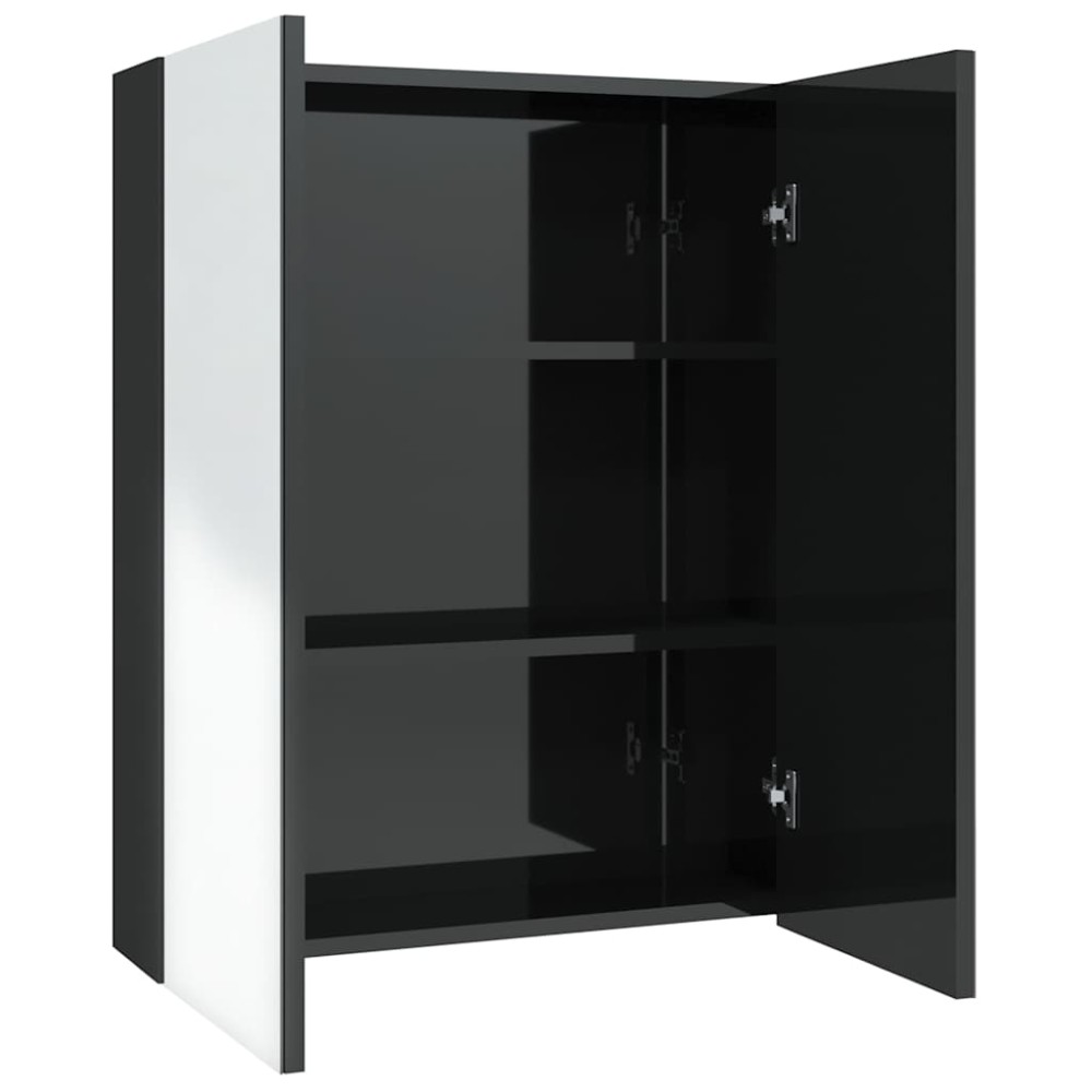 vidaXL Ντουλάπι Μπάνιου με Καθρέφτη 60x15x75 εκ. Λαμπερό Μαύρο από MDF