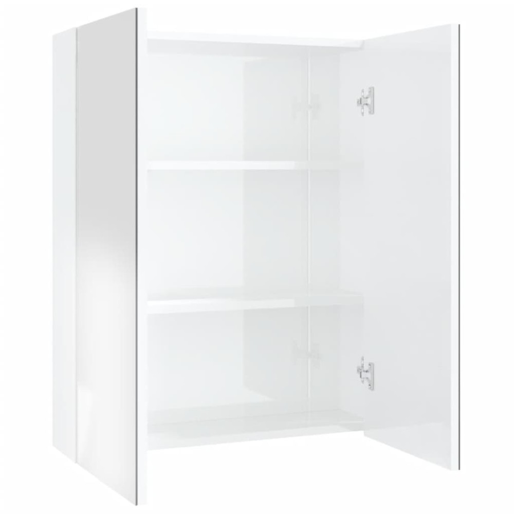 vidaXL Ντουλάπι Μπάνιου με Καθρέφτη 60x15x75 εκ. Λαμπερό Λευκό από MDF