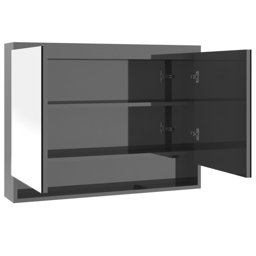 vidaXL Ντουλάπι Μπάνιου με Καθρέφτη 80x15x60 εκ. Λαμπερό Γκρι από MDF