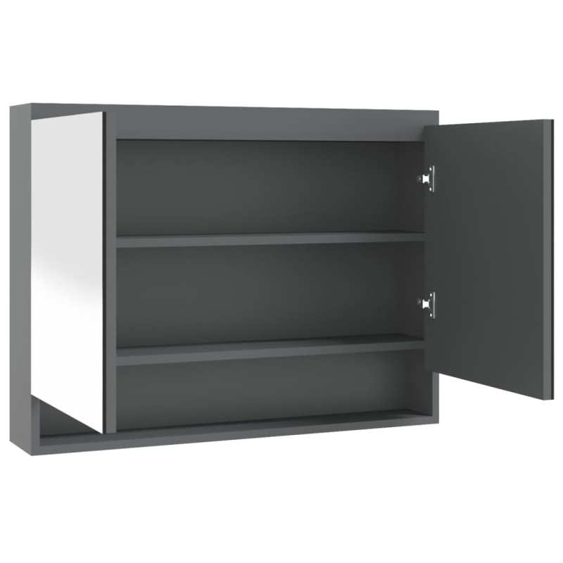 vidaXL Ντουλάπι Μπάνιου με Καθρέφτη 80x15x60 εκ. Γκρι από MDF