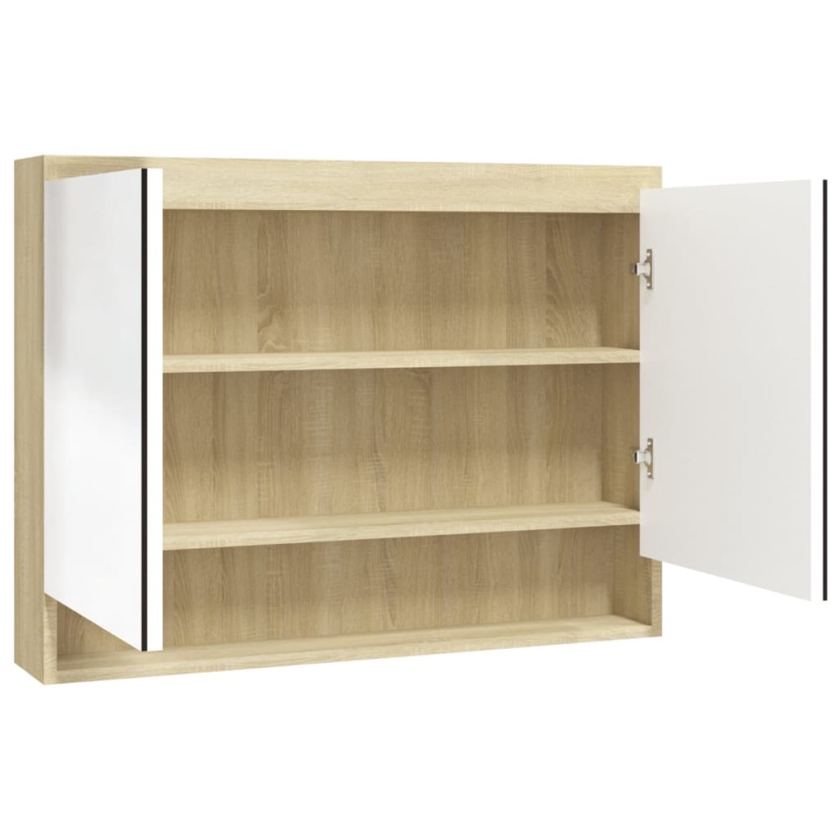vidaXL Ντουλάπι Μπάνιου με Καθρέφτη 80x15x60 εκ. Λευκό/Δρυς από MDF
