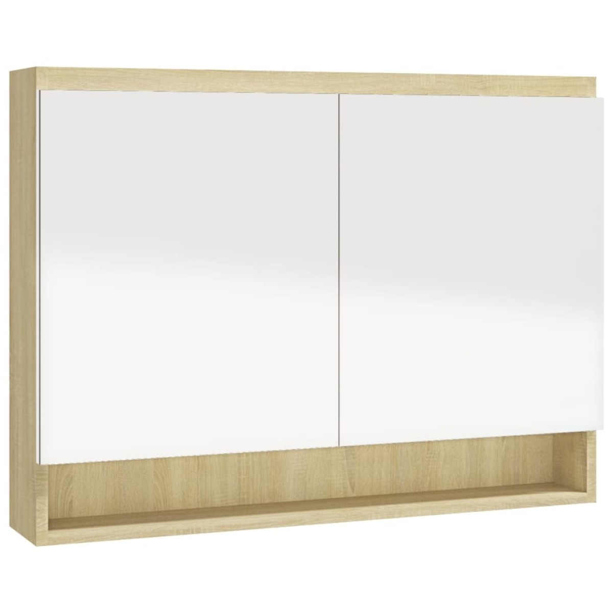vidaXL Ντουλάπι Μπάνιου με Καθρέφτη 80x15x60 εκ. Λευκό/Δρυς από MDF