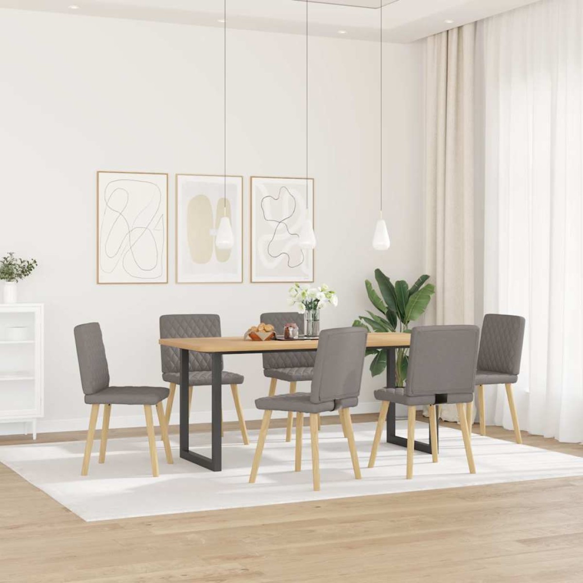 vidaXL Καρέκλες Τραπεζαρίας 6 τεμ. Χρώμα Taupe Υφασμάτινες