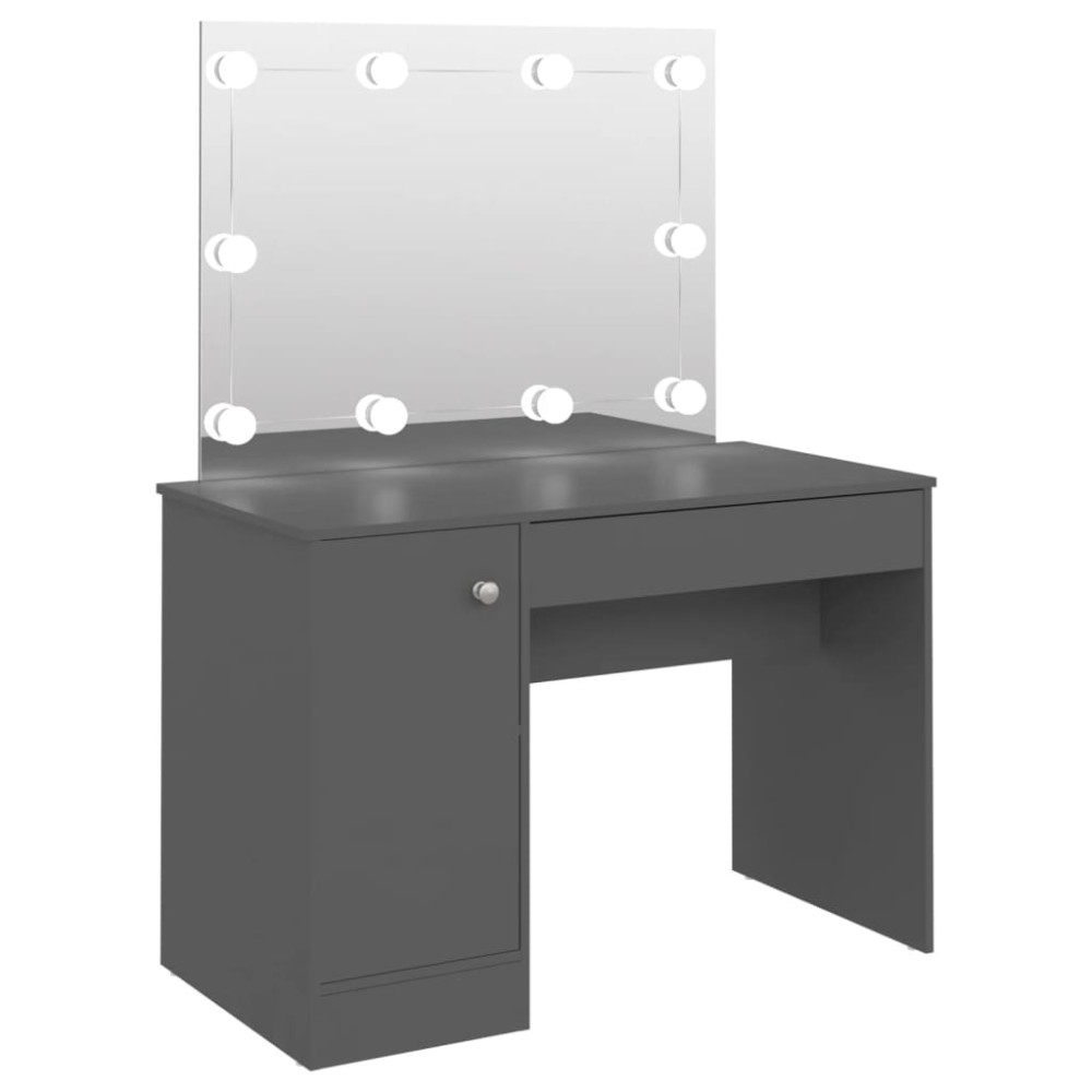 vidaXL Έπιπλο Μακιγιάζ με Φωτισμό LED Γκρι 110 x 55 x 145 εκ. από MDF