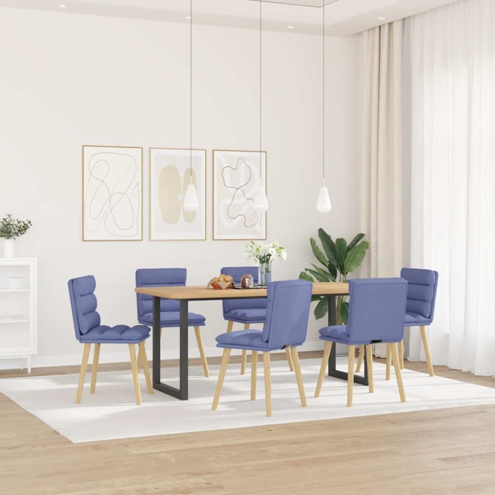 vidaXL Καρέκλες τραπεζαρίας 6 τμχ τζιν μπλε ύφασμα