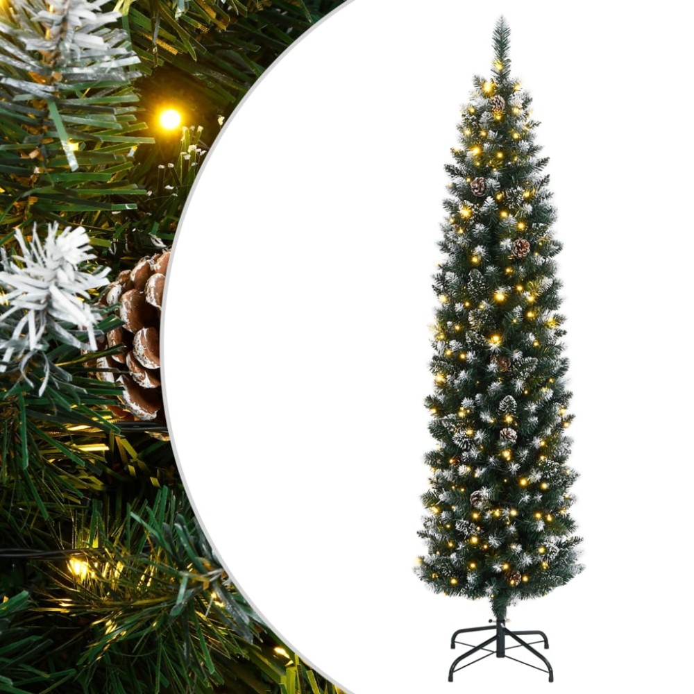vidaXL Χριστουγεννιάτικο Δέντρο Slim Αρθρωτό με 300 LED 180 εκ.