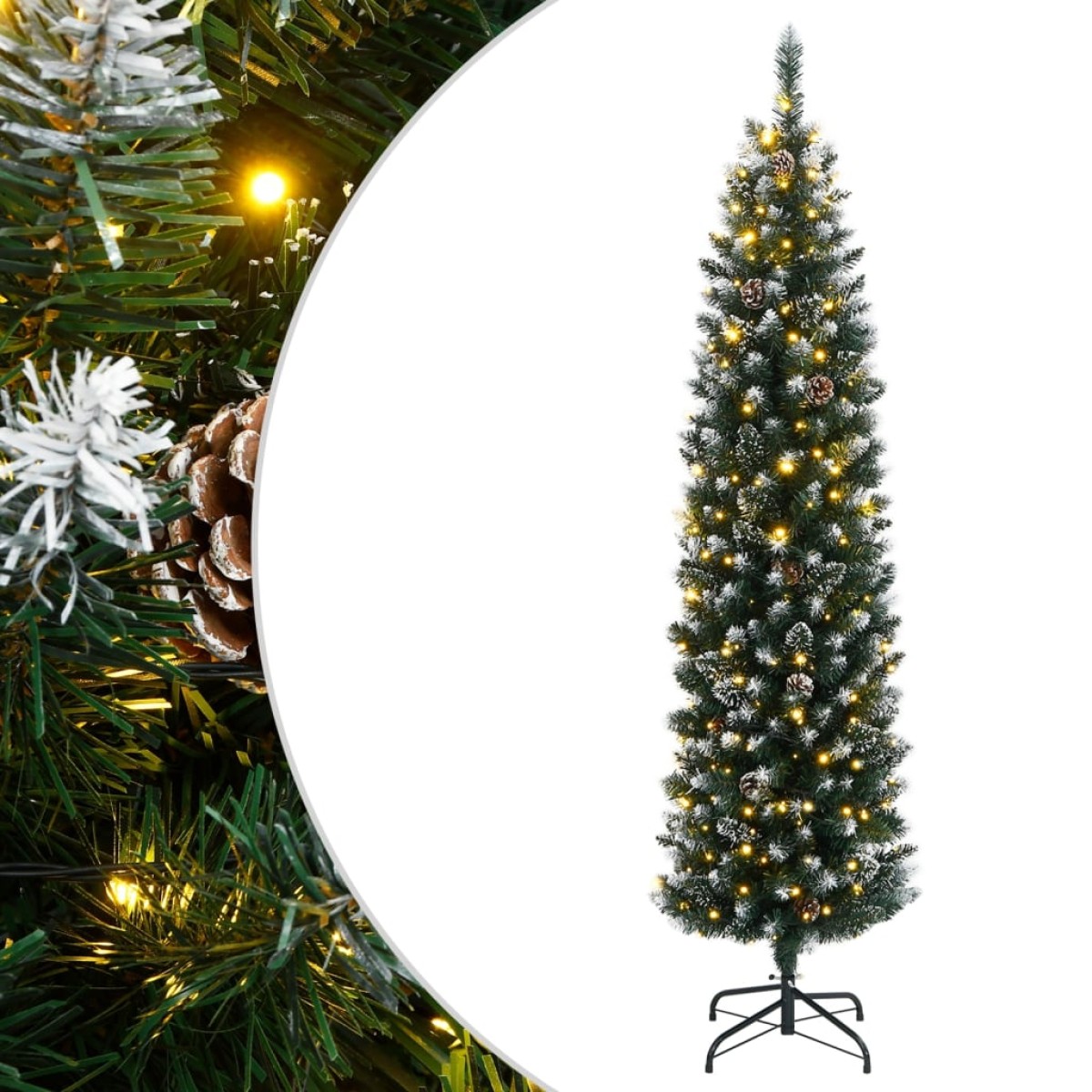 vidaXL Χριστουγεννιάτικο Δέντρο Slim Αρθρωτό με 300 LED 180 εκ.