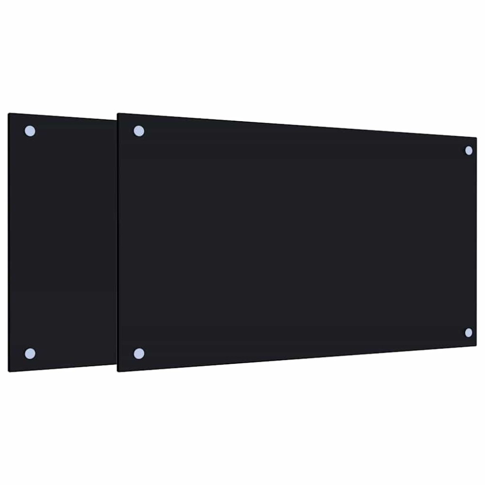 vidaXL Πλάτες Κουζίνας 2 τεμ. Μαύρες 70 x 40 εκ. από Ψημένο Γυαλί