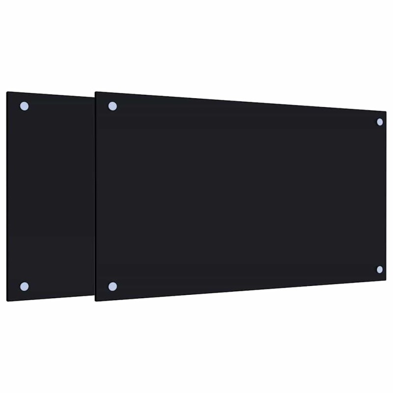 vidaXL Πλάτες Κουζίνας 2 τεμ. Μαύρες 70 x 40 εκ. από Ψημένο Γυαλί