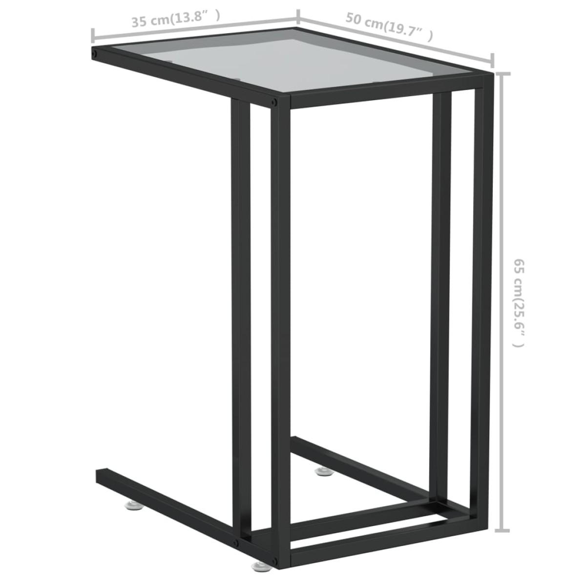 vidaXL Τραπέζι Υπολογιστή Βοηθητικό Διαφανές 50x35x65 εκ. Ψημένο Γυαλί