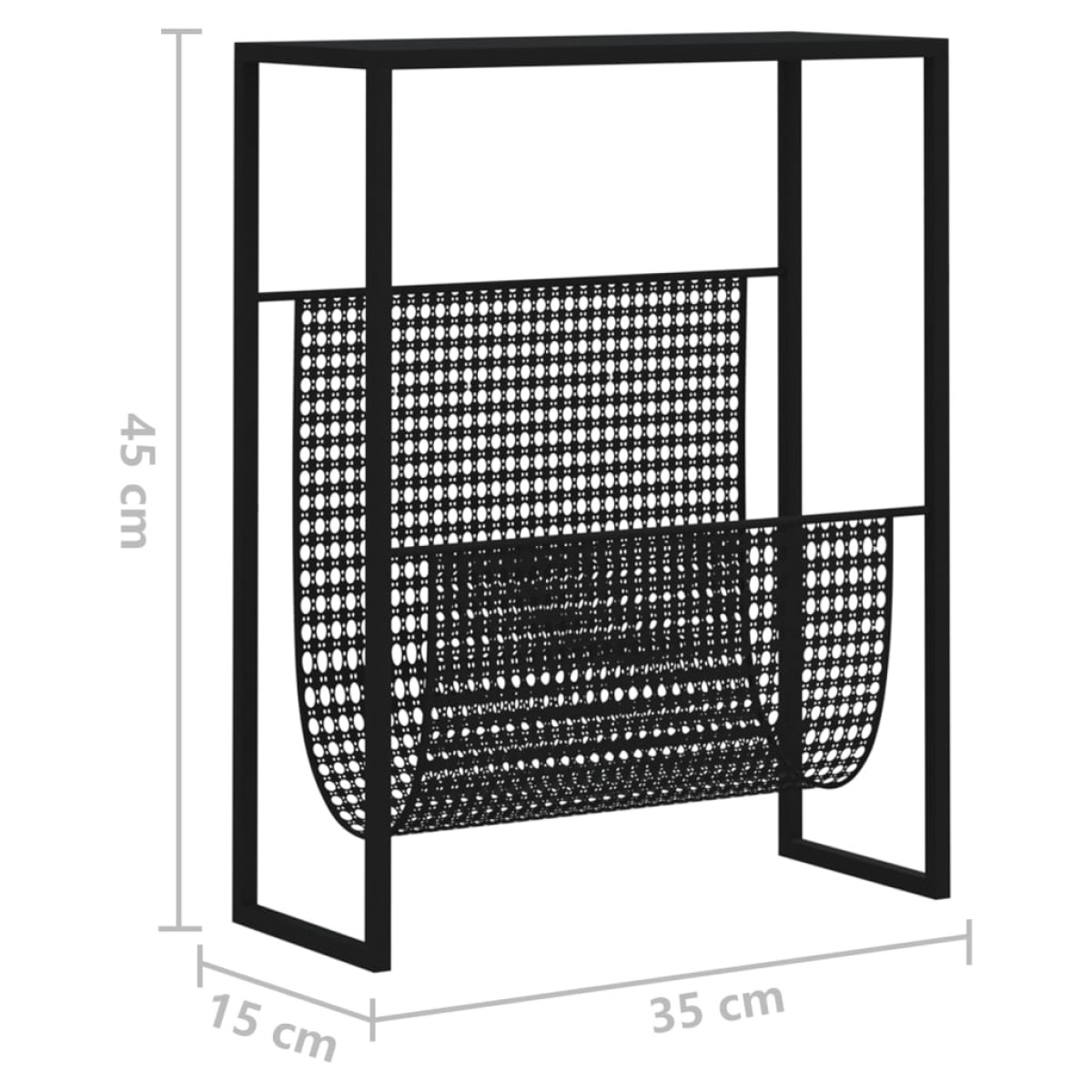 vidaXL Ραφιέρα Περιοδικών Μαύρη 35 x 15 x 45 εκ. από Ατσάλι