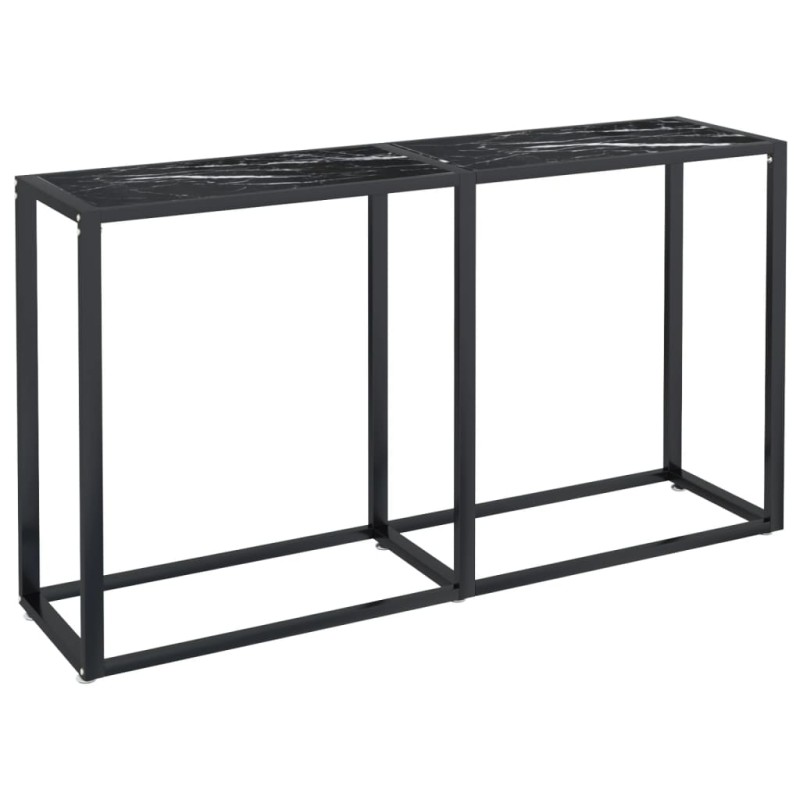 vidaXL Τραπέζι Κονσόλα Μαύρο Όψη Μαρμάρου 140x35x75,5 εκ. Ψημένο Γυαλί