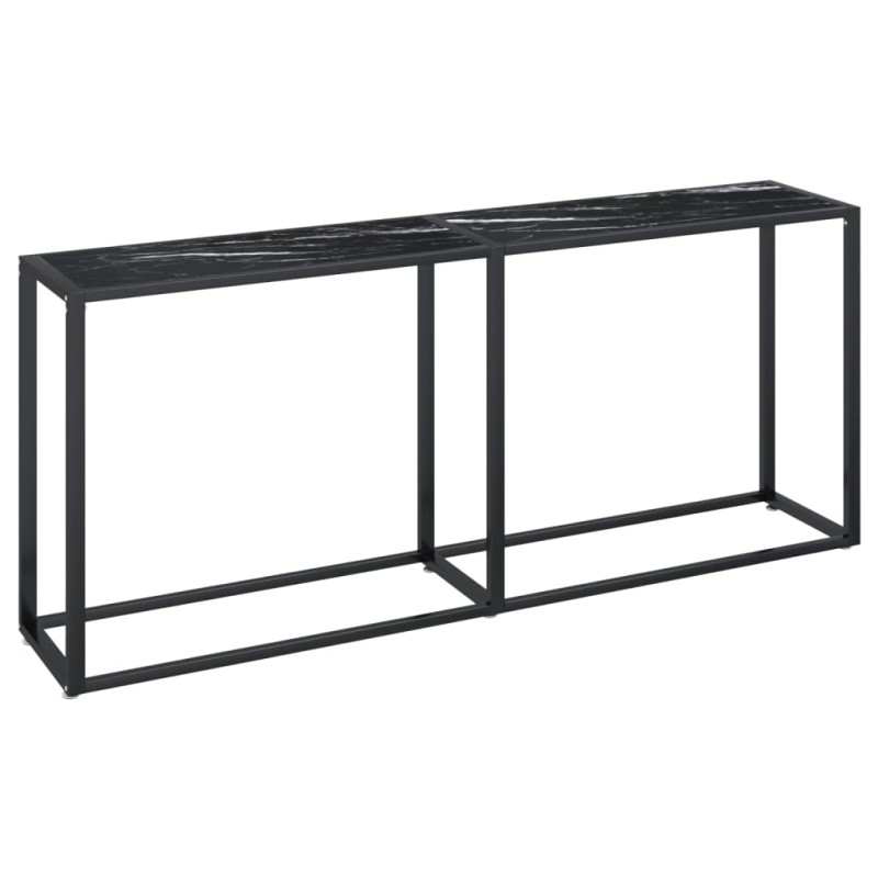 vidaXL Τραπέζι Κονσόλα Μαύρο Όψη Μαρμάρου 180x35x75,5 εκ. Ψημένο Γυαλί