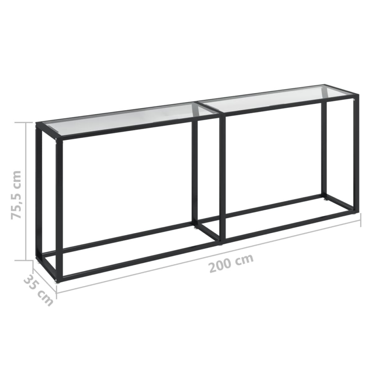 vidaXL Τραπέζι Κονσόλα Διαφανές 200x35x75,5 εκ. από Ψημένο Γυαλί