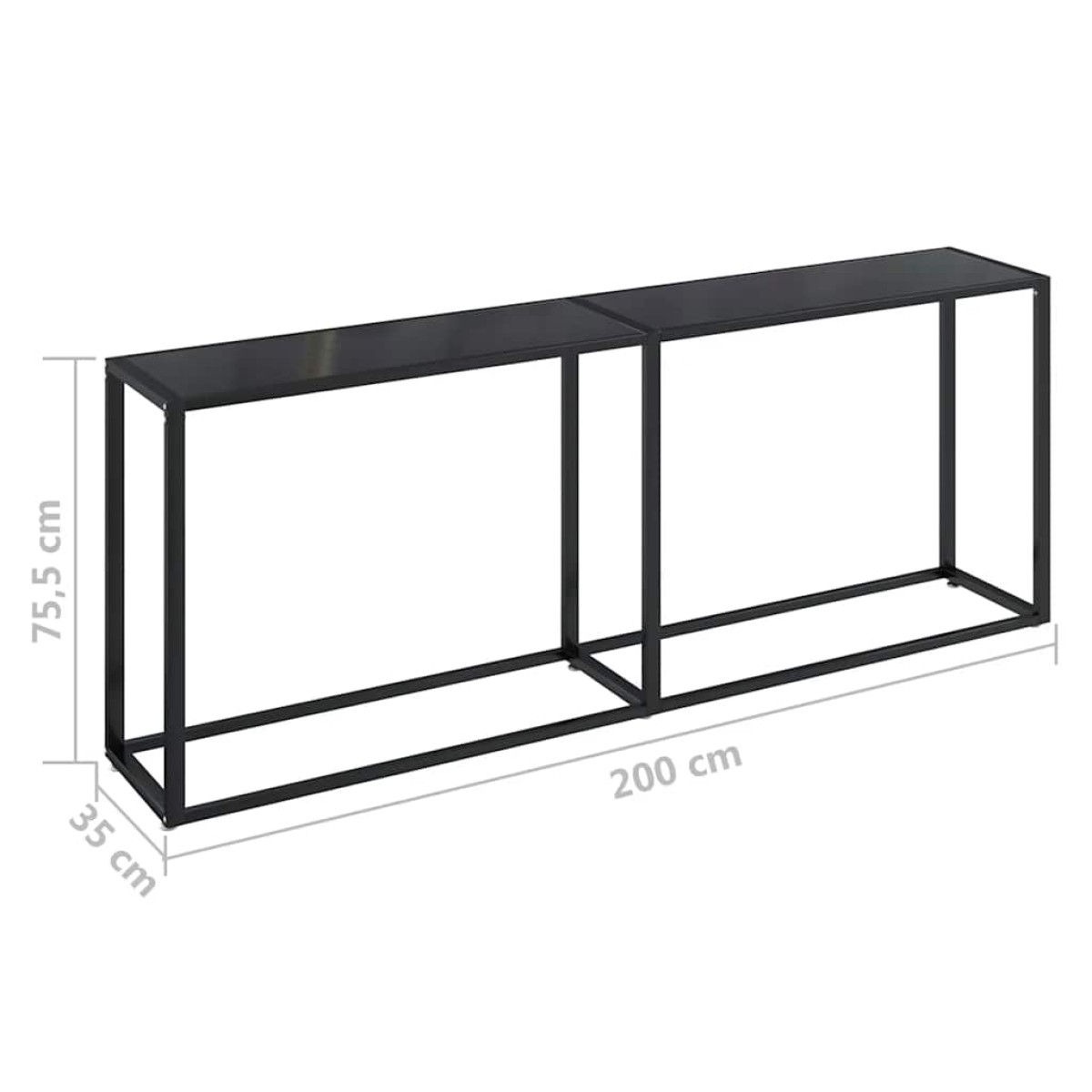 vidaXL Τραπέζι Κονσόλα Μαύρο 200 x 35 x 75,5 εκ. από Ψημένο Γυαλί