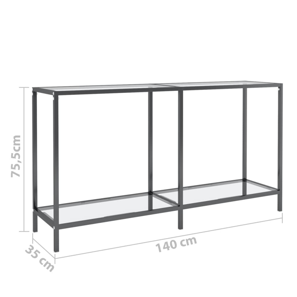 vidaXL Τραπέζι Κονσόλα Διαφανές 140 x 35 x 75,5 εκ. από Ψημένο Γυαλί