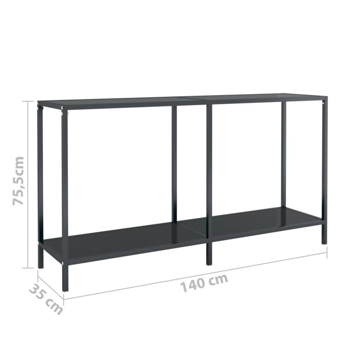 vidaXL Τραπέζι Κονσόλα Μαύρο 140 x 35 x 75,5 εκ. από Ψημένο Γυαλί