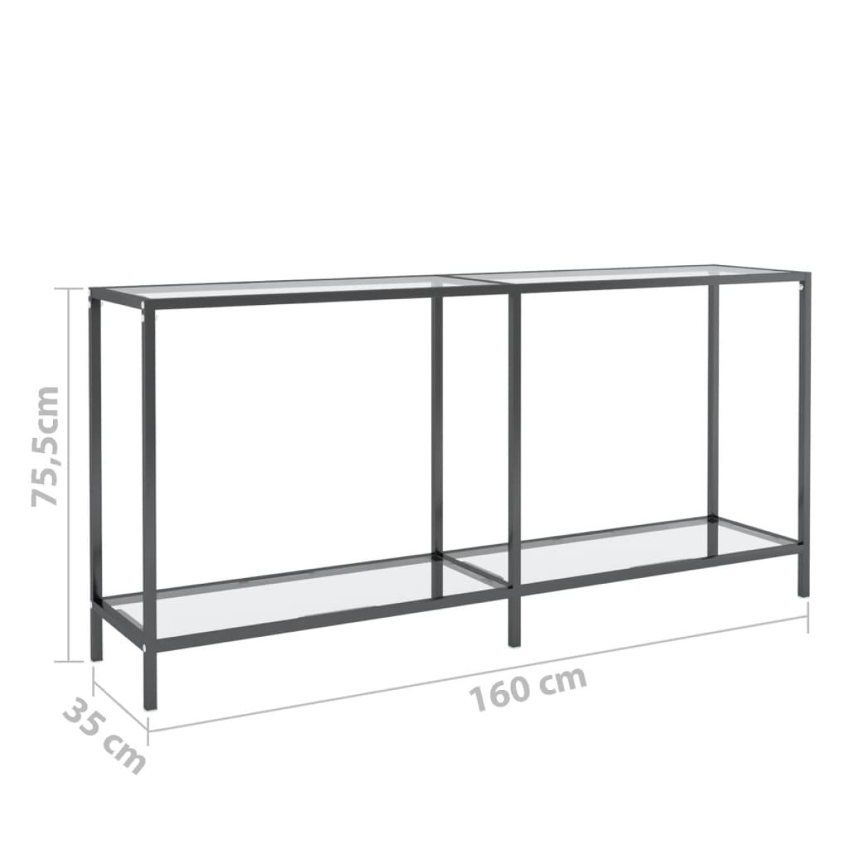 vidaXL Τραπέζι Κονσόλα Διαφανές 160 x 35 x 75,5 εκ. από Ψημένο Γυαλί