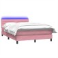 vidaXL Κρεβάτι Boxspring με Στρώμα & LED Ροζ 160x210 εκ. Βελούδινο